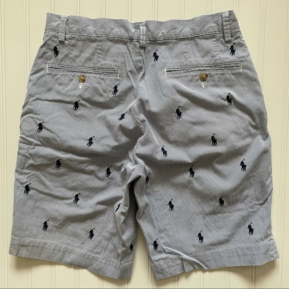 POLO Ralph Lauren  Seersucker  “All Over” Polo Pony Flat Front Shorts!   30 - Picture 6 of 10